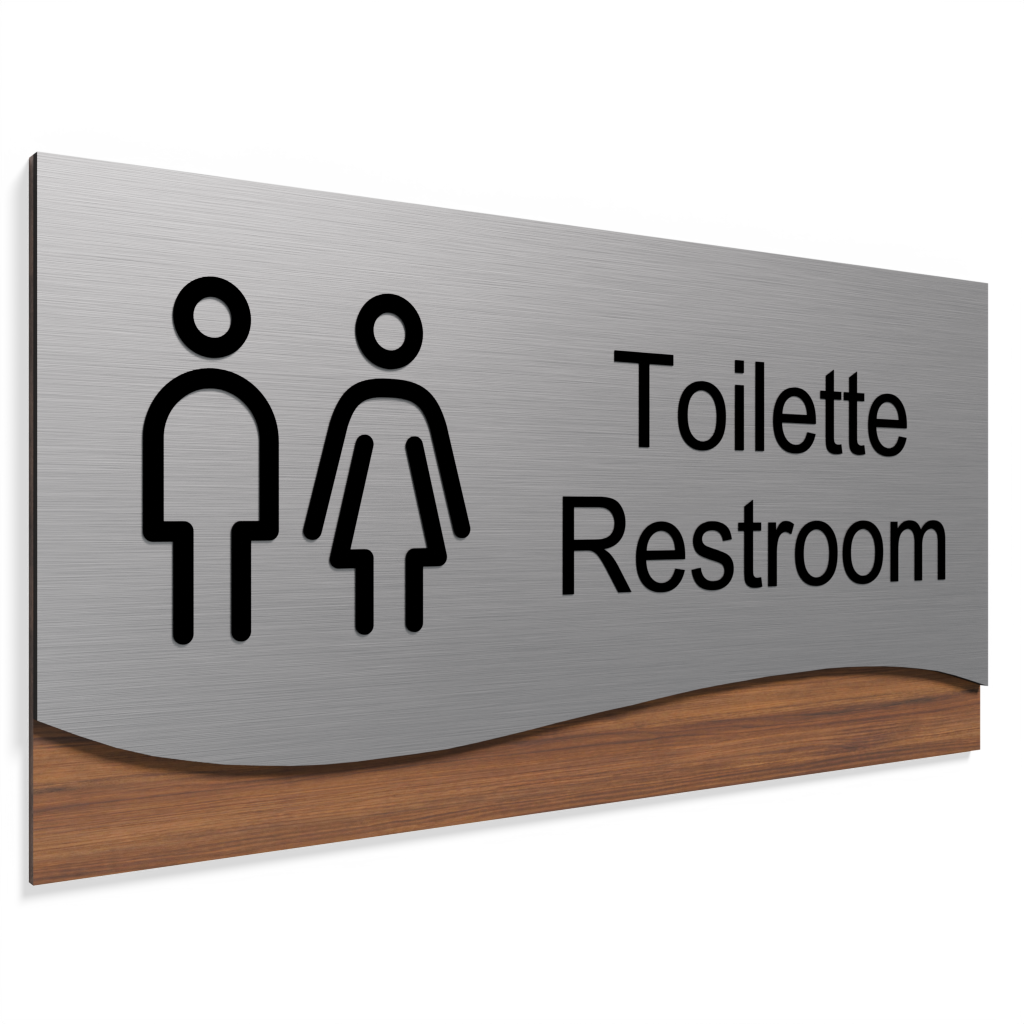 Customizable toilet sign with text and pictogram - Design 
